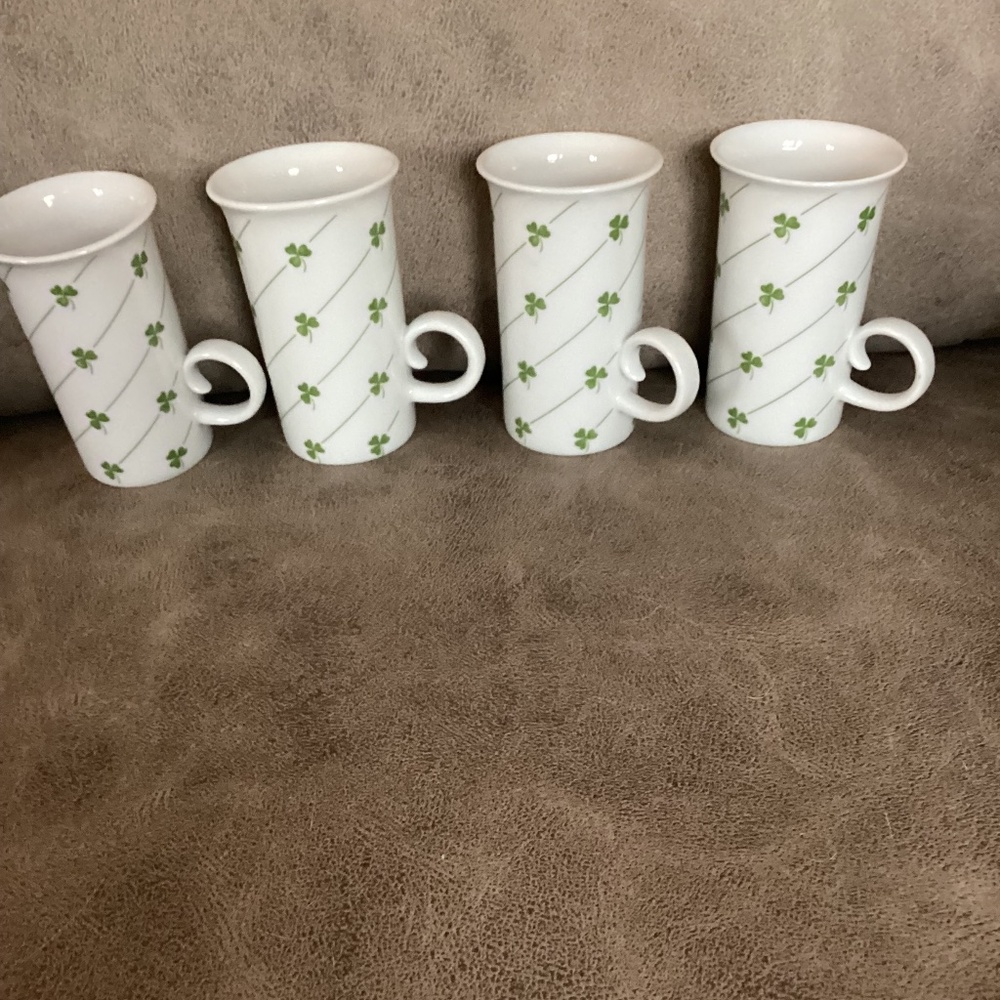 4 Shamrock Porcelain Irish coffee mugs by Toscany Japan